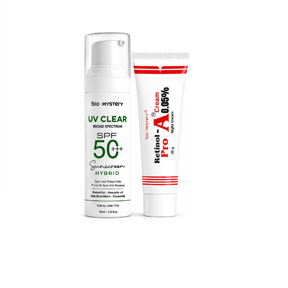 Day & Night Skincare Combo Pack | Retinol 0.05% Night Cream for Fine Lines & Wrinkle Care + Sunscreen Cream for Daily Sun Protection | Complete Face Care Duo